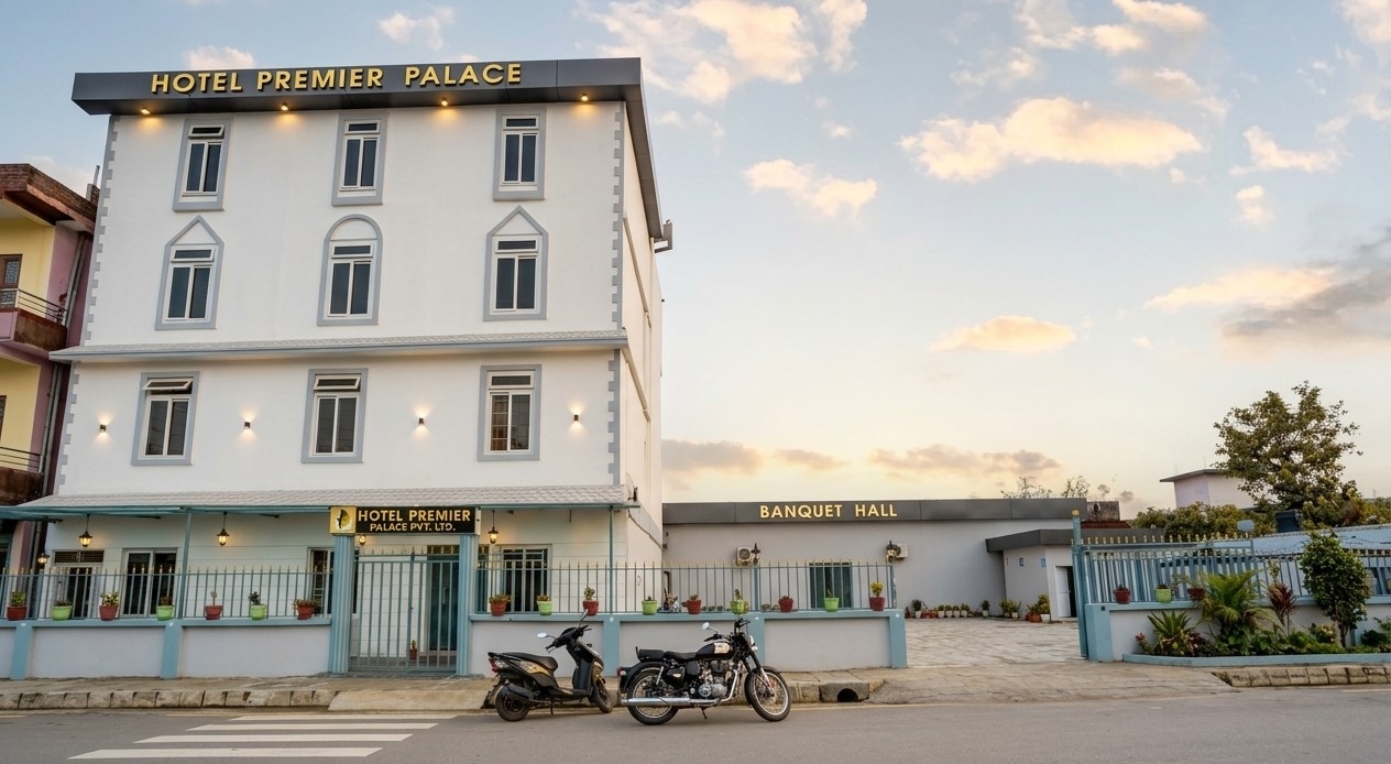 Map highlighting Hotel Premier Palace's proximity to Lumbini and Bhairahawa attractions